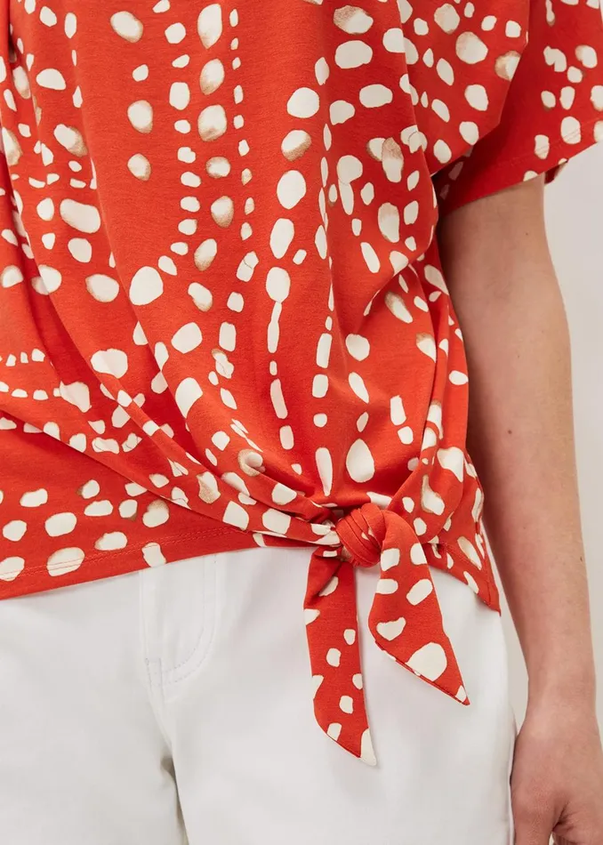 Women Phase Eight Tops and TShirts Ayla Spot Side Tie Top Burnt Orange