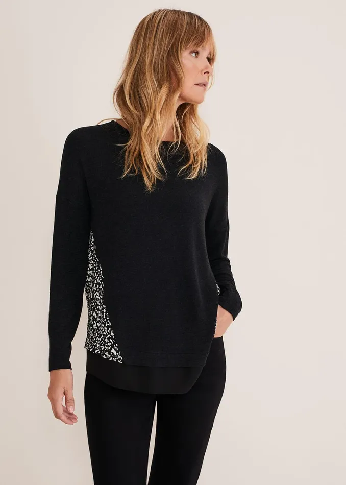 Women Phase Eight Tops and TShirts Bregitta Front Seam Top Blackivory