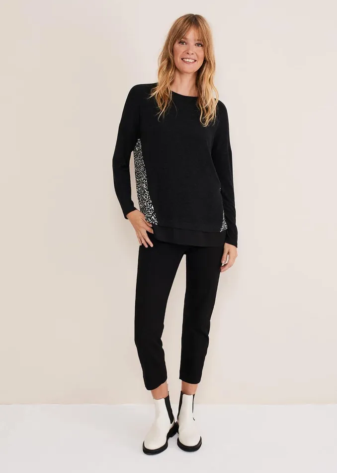 Women Phase Eight Tops and TShirts Bregitta Front Seam Top Blackivory