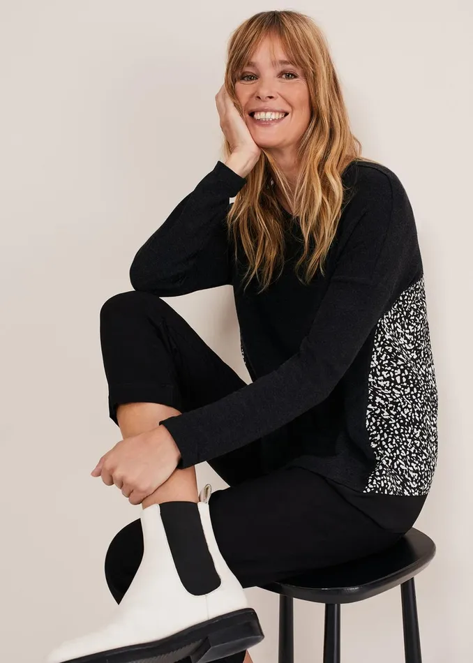 Women Phase Eight Tops and TShirts Bregitta Front Seam Top Blackivory