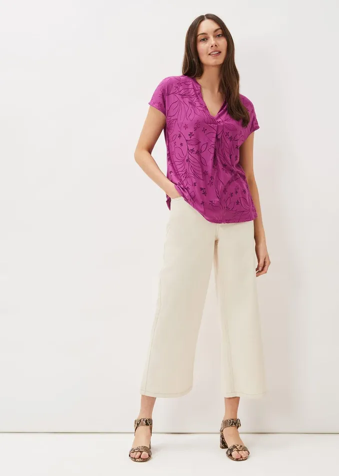 Women Phase Eight Tops and TShirts Charleigh Burnout Top Magenta