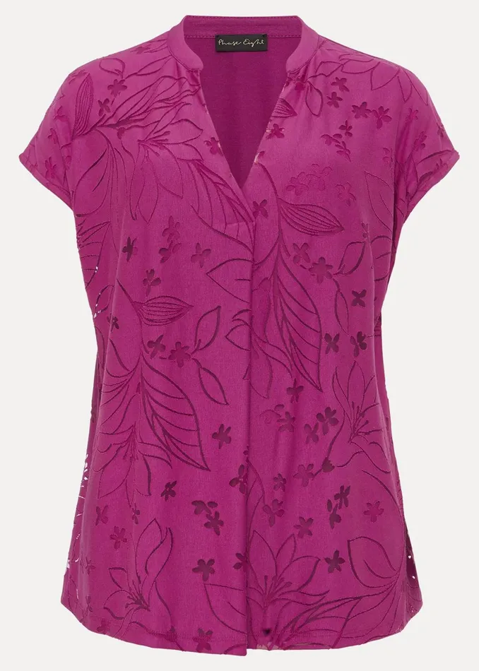 Women Phase Eight Tops and TShirts Charleigh Burnout Top Magenta