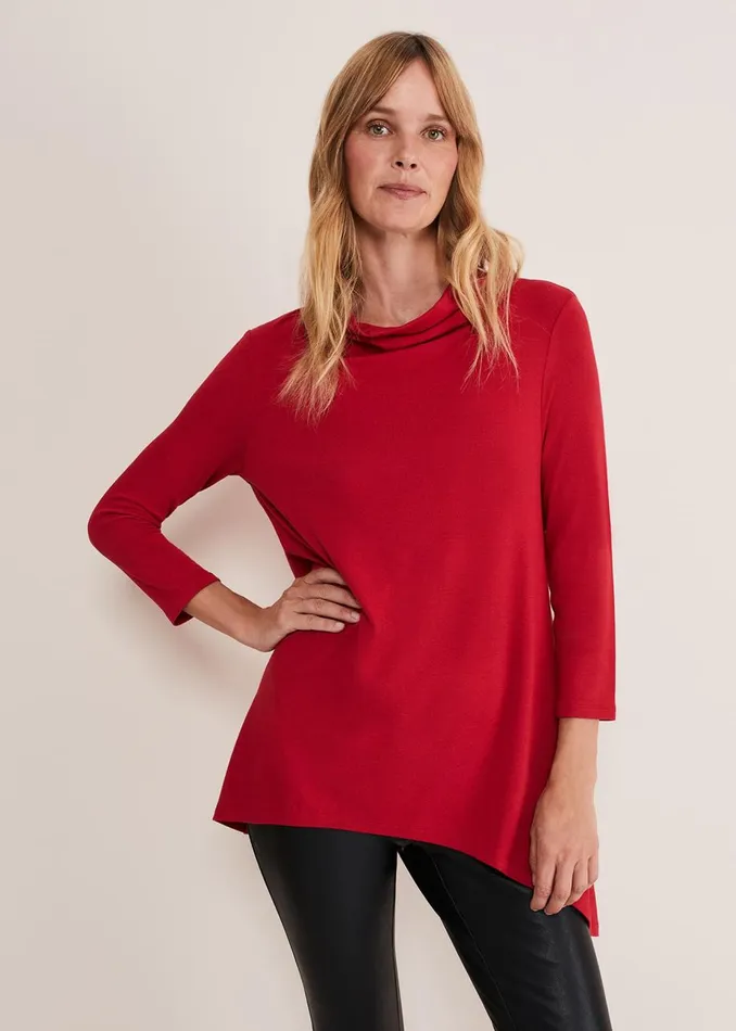 Women Phase Eight Tops and TShirts Chrissie Cowl Swing Top Berry