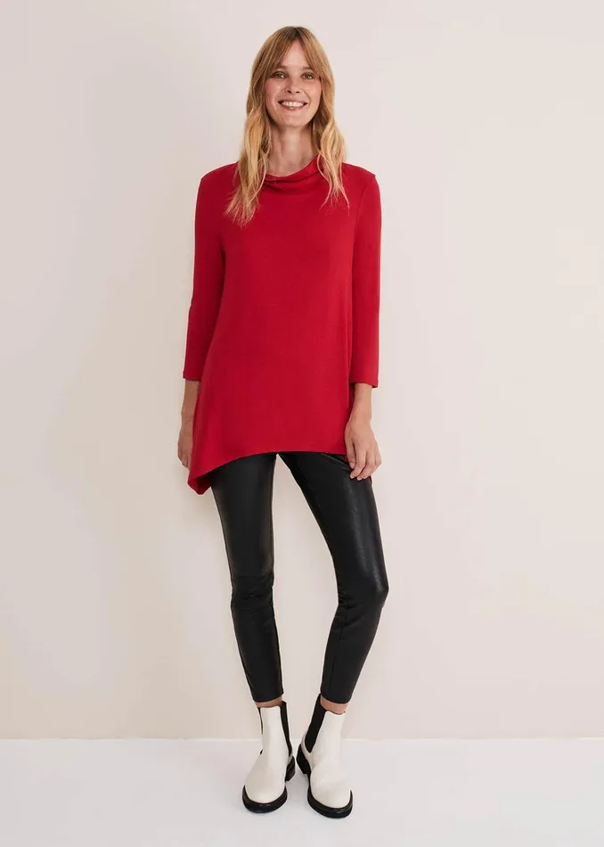 Women Phase Eight Tops and TShirts Chrissie Cowl Swing Top Berry