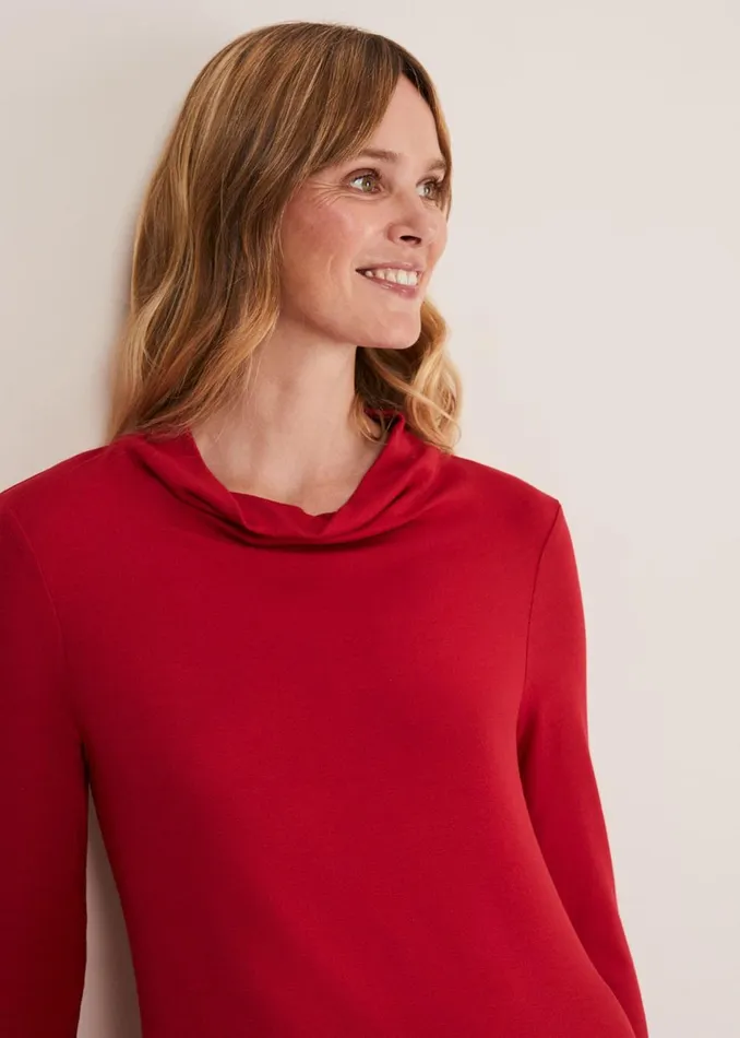 Women Phase Eight Tops and TShirts Chrissie Cowl Swing Top Berry