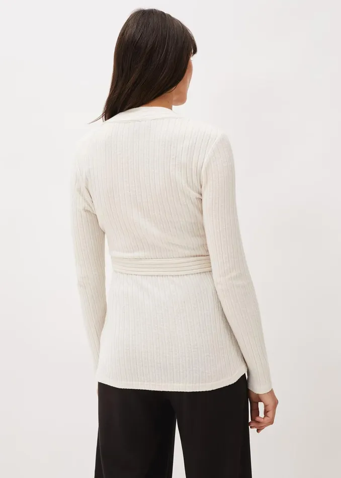 Women Phase Eight Tops and TShirts Deona Ribbed Wrap Top Cream