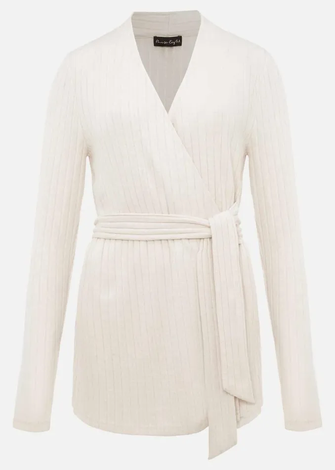 Women Phase Eight Tops and TShirts Deona Ribbed Wrap Top Cream