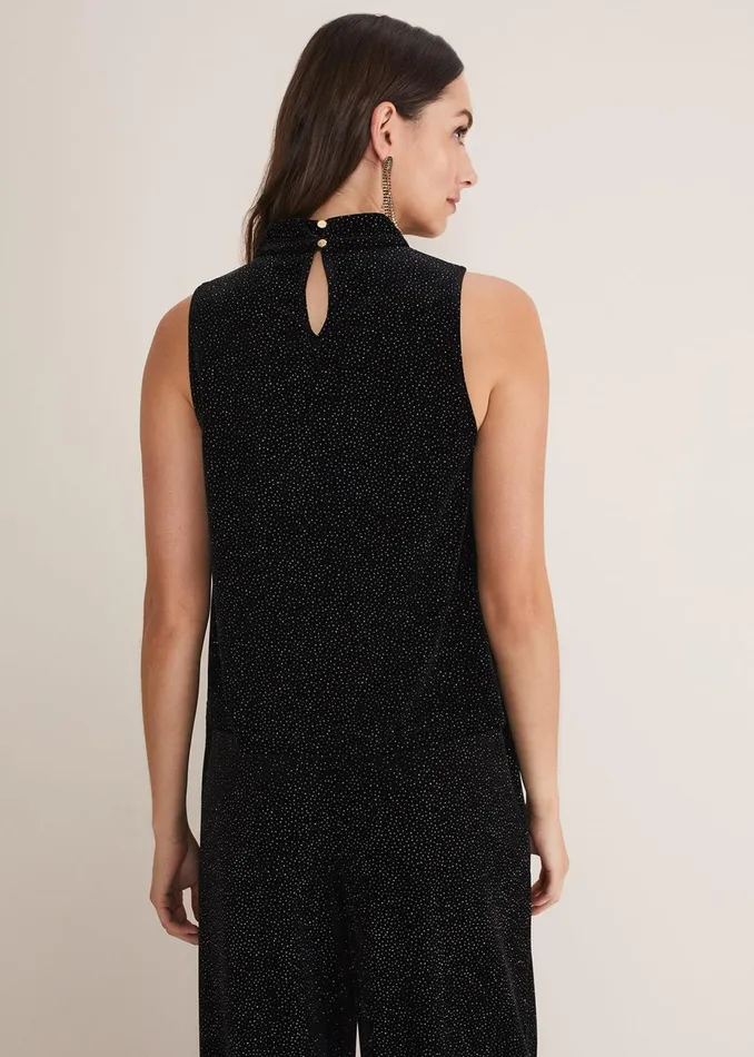 Women Phase Eight Tops and TShirts Dove Glitter Velvet Top Blackmulti