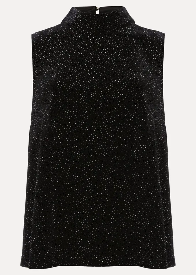 Women Phase Eight Tops and TShirts Dove Glitter Velvet Top Blackmulti