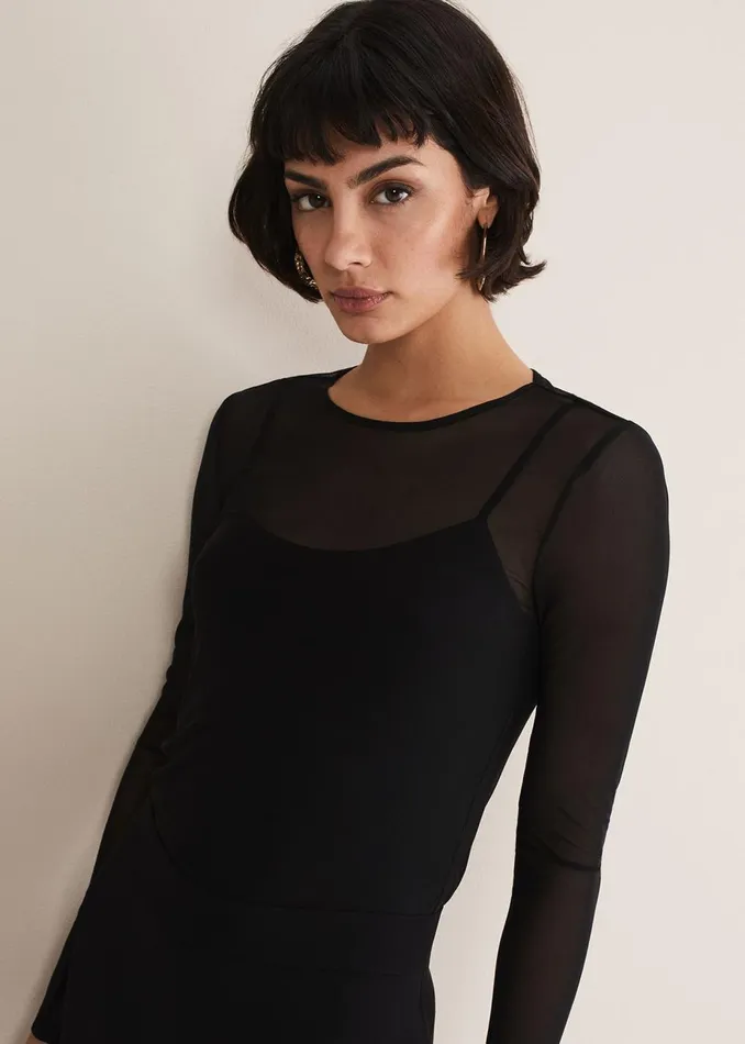 Women Phase Eight Tops and TShirts Eleena Black Mesh Top Black