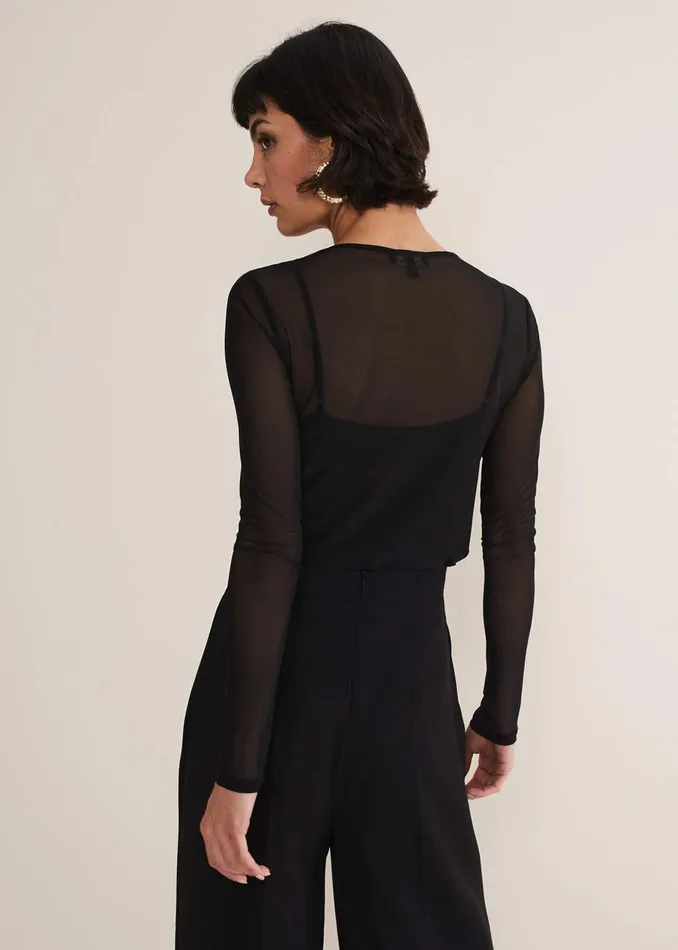 Women Phase Eight Tops and TShirts Eleena Black Mesh Top Black