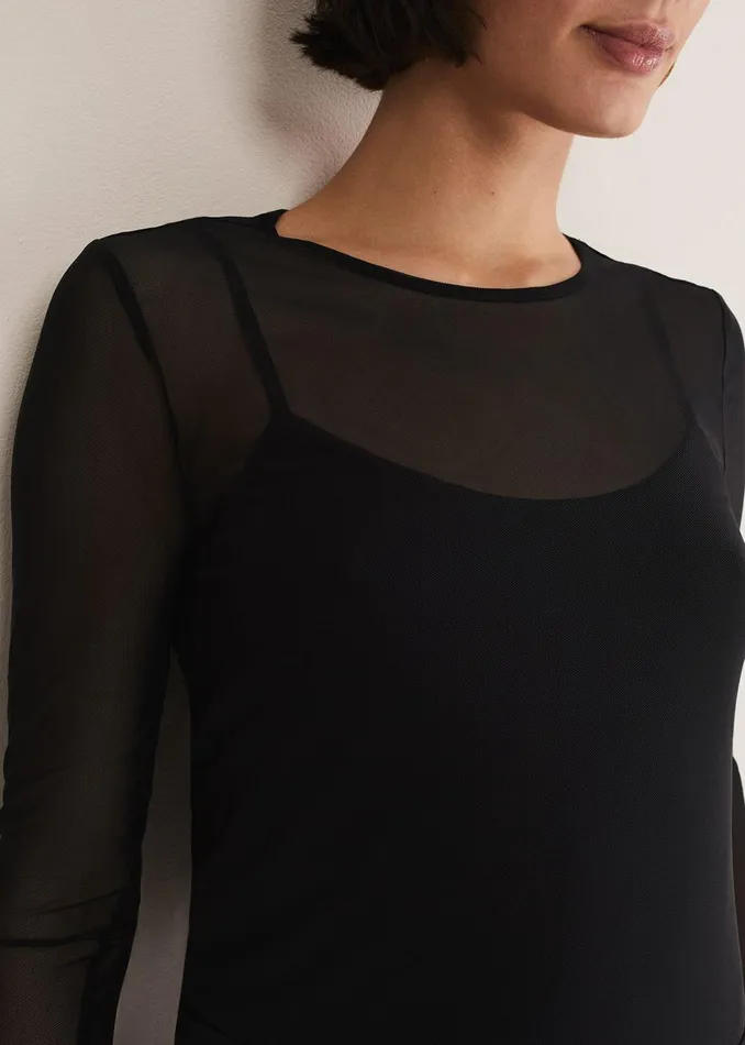 Women Phase Eight Tops and TShirts Eleena Black Mesh Top Black