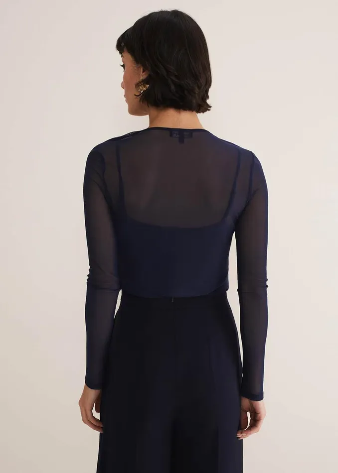 Women Phase Eight Tops and TShirts Eleena Navy Mesh Top Navy