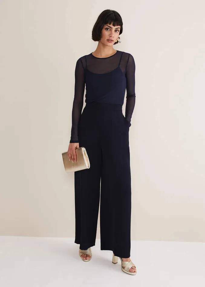 Women Phase Eight Tops and TShirts Eleena Navy Mesh Top Navy