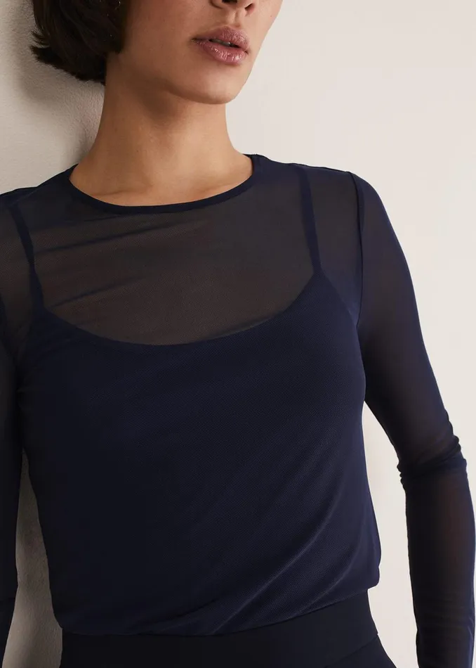 Women Phase Eight Tops and TShirts Eleena Navy Mesh Top Navy