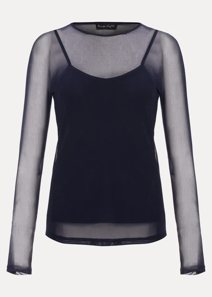 Women Phase Eight Tops and TShirts Eleena Navy Mesh Top Navy