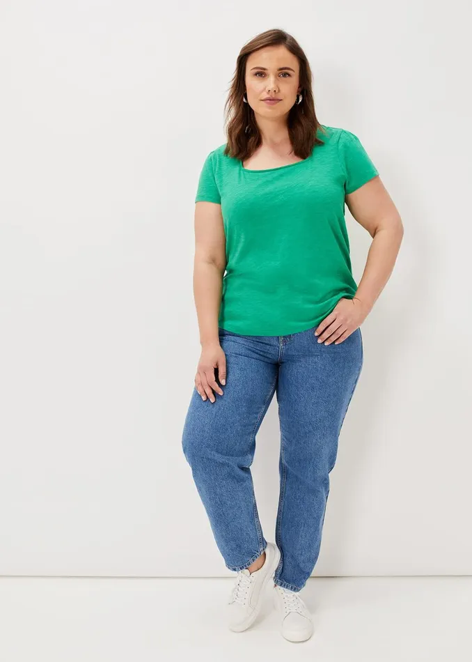 Women Phase Eight Tops and TShirts Elspeth Cotton Square Neck Top Apple Green