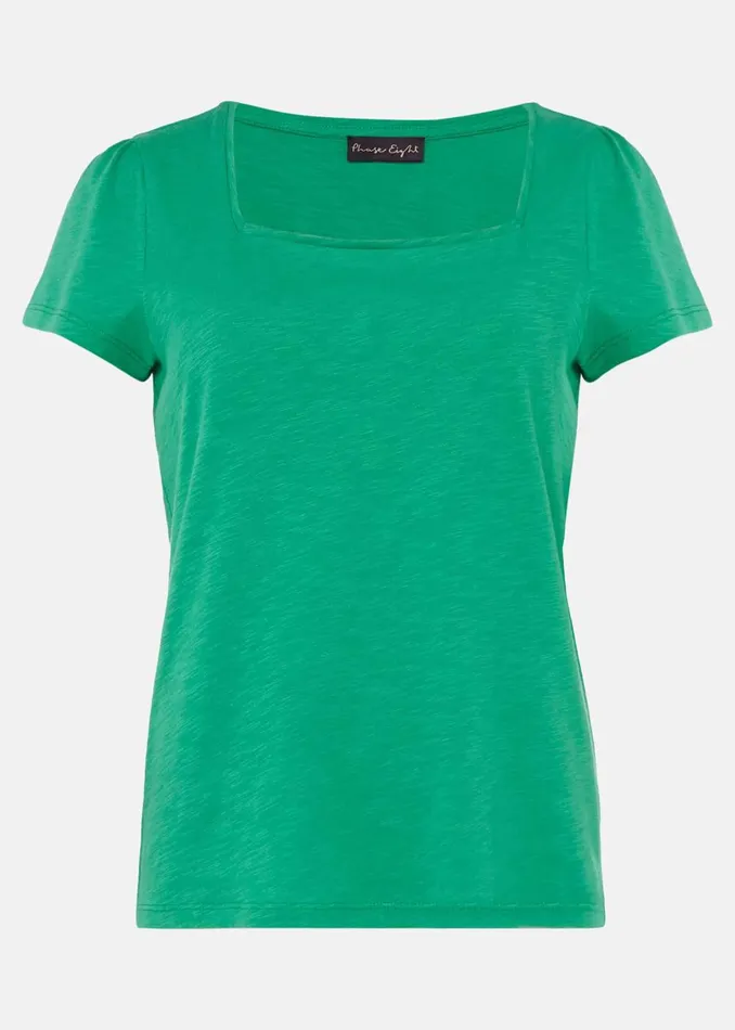 Women Phase Eight Tops and TShirts Elspeth Cotton Square Neck Top Apple Green