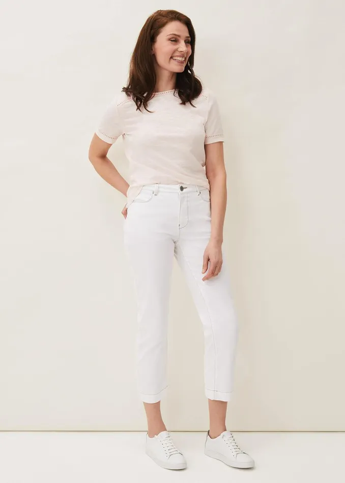 Women Phase Eight Tops and TShirts Elspeth Lace Trim Top Soft Pink