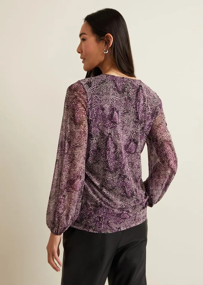 Women Phase Eight Tops and TShirts Elyza Snake Mesh Print Top Multicoloured