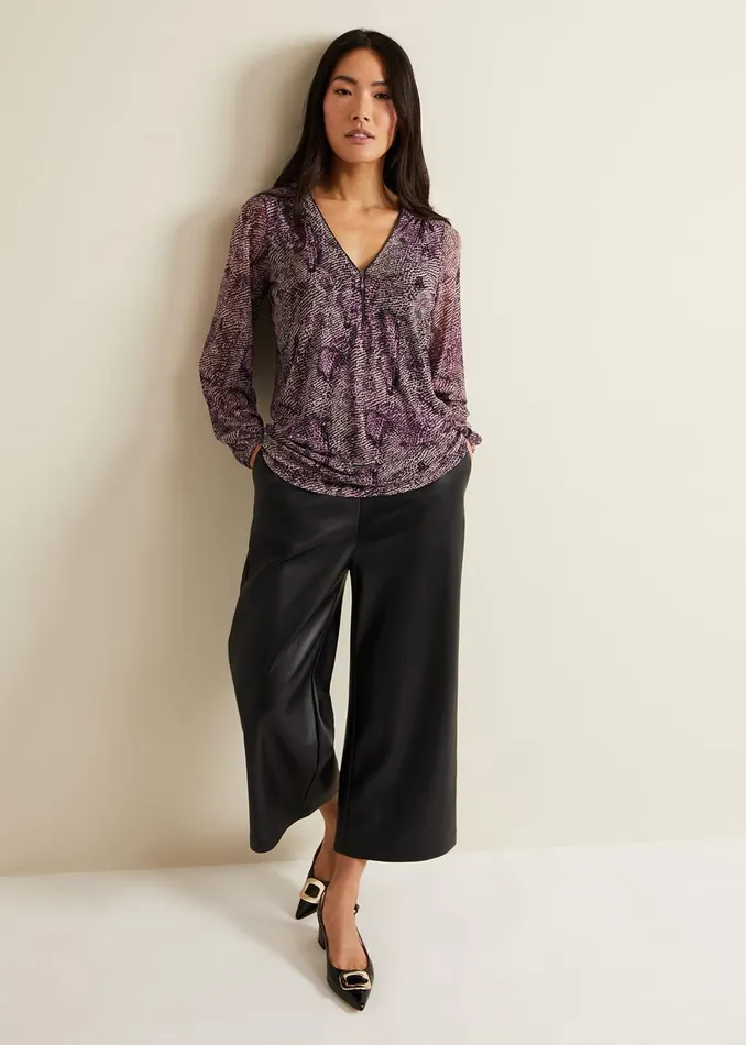 Women Phase Eight Tops and TShirts Elyza Snake Mesh Print Top Multicoloured
