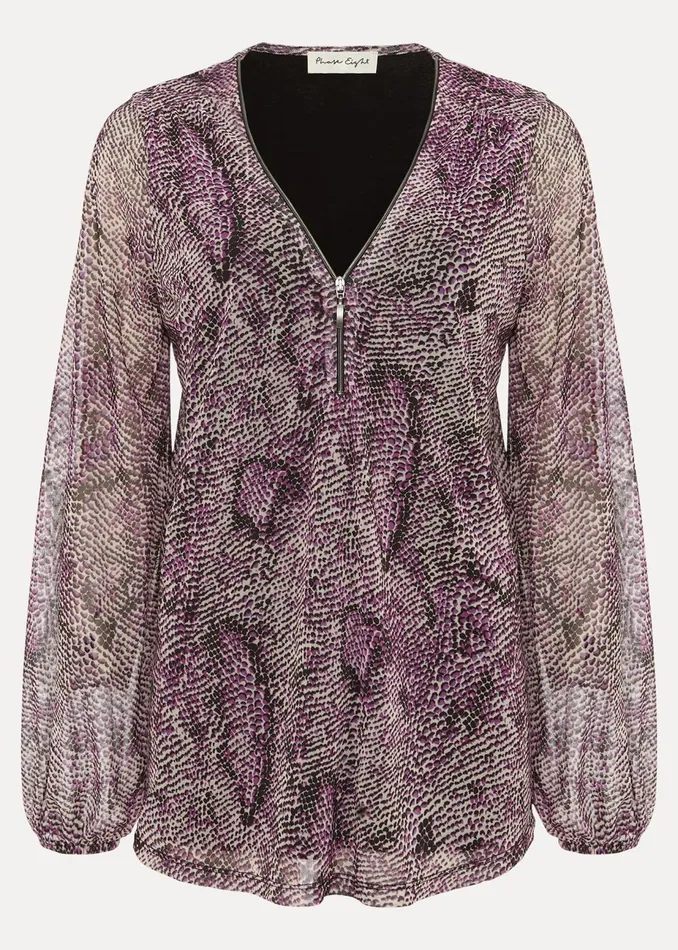 Women Phase Eight Tops and TShirts Elyza Snake Mesh Print Top Multicoloured