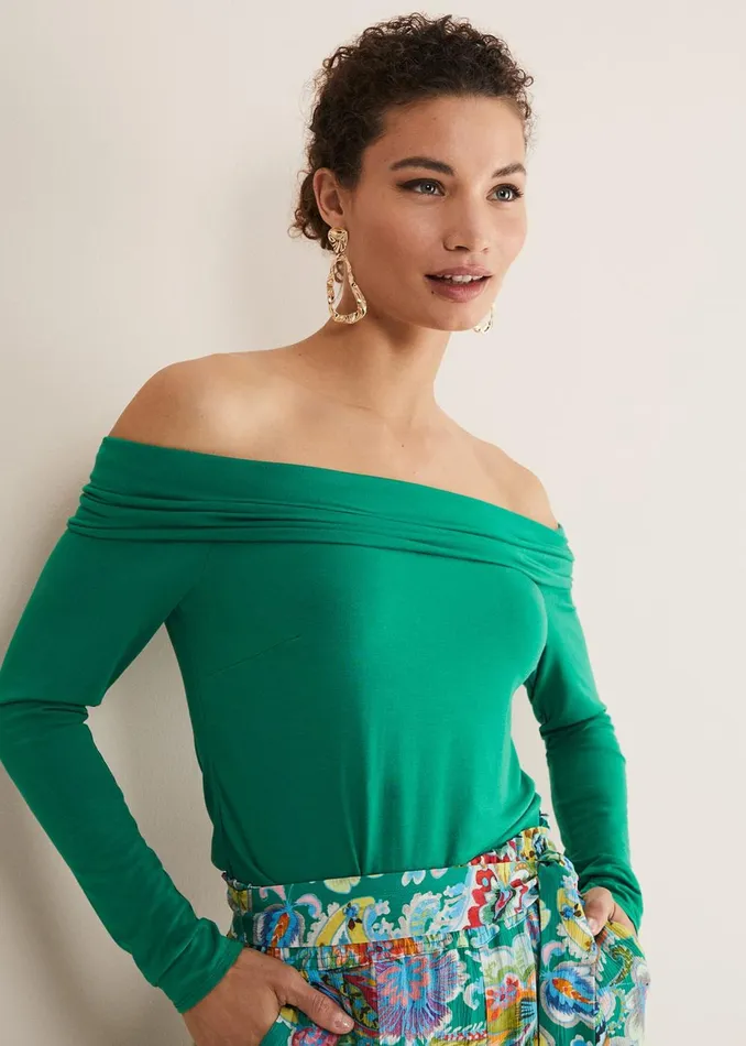 Women Phase Eight Tops and TShirts Emili Bardot Top Green