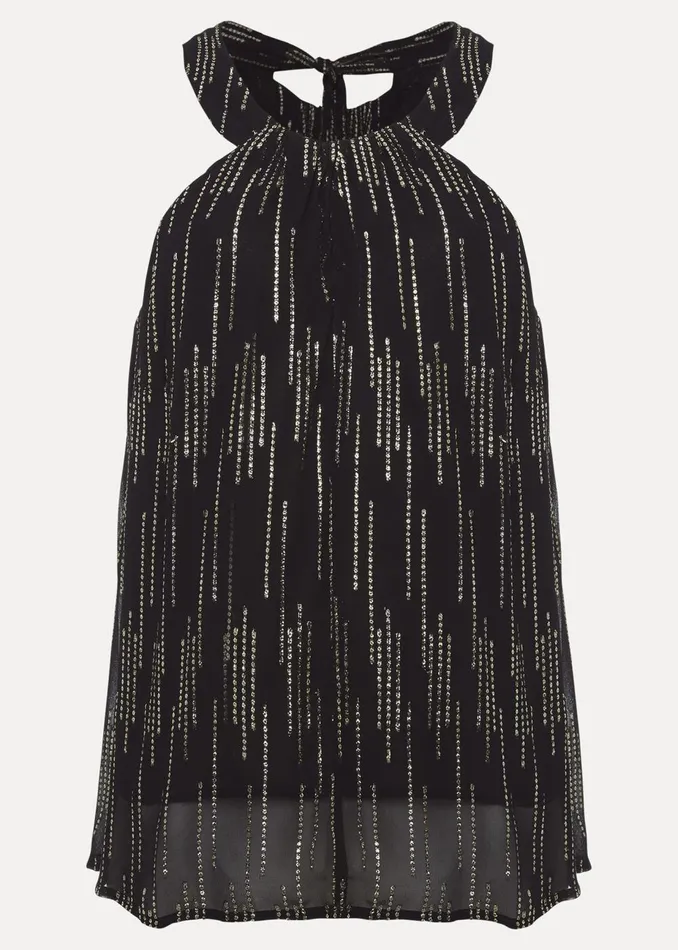 Women Phase Eight Tops and TShirts Eula Lurex Halterneck Top CoOrd Blackgold