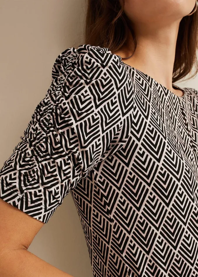 Women Phase Eight Tops and TShirts Evelyn Geo Print Top Blackmulti