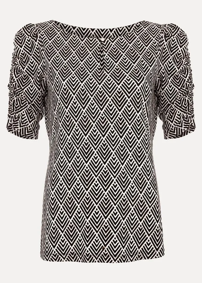 Women Phase Eight Tops and TShirts Evelyn Geo Print Top Blackmulti