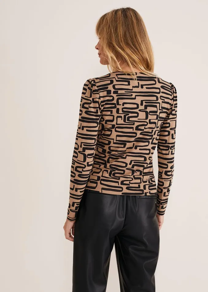 Women Phase Eight Tops and TShirts Flora Broken Lines Top Camelblack