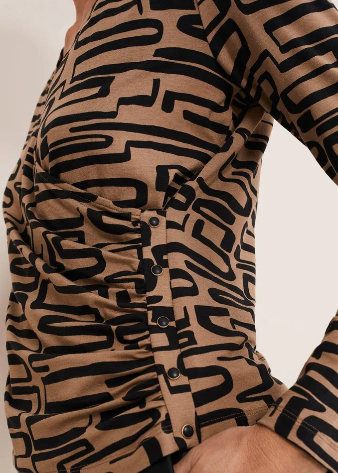 Women Phase Eight Tops and TShirts Flora Broken Lines Top Camelblack