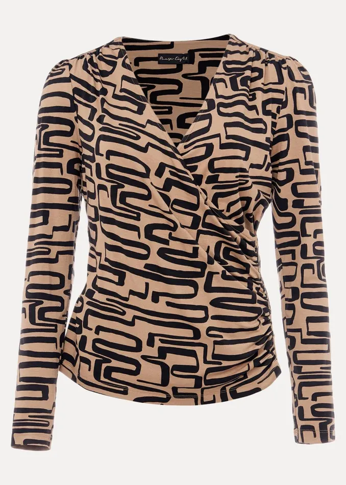 Women Phase Eight Tops and TShirts Flora Broken Lines Top Camelblack