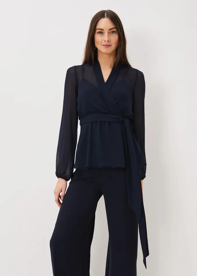 Women Phase Eight Tops and TShirts Florentine CoOrd Top Navy