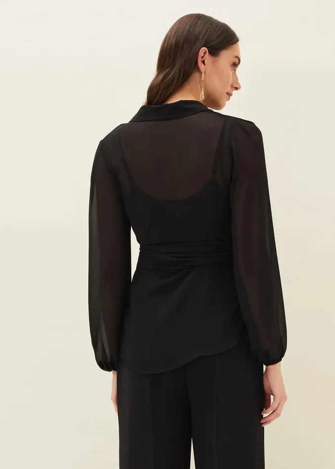 Women Phase Eight Tops and TShirts Florentine SemiSheer Wrap Top Black