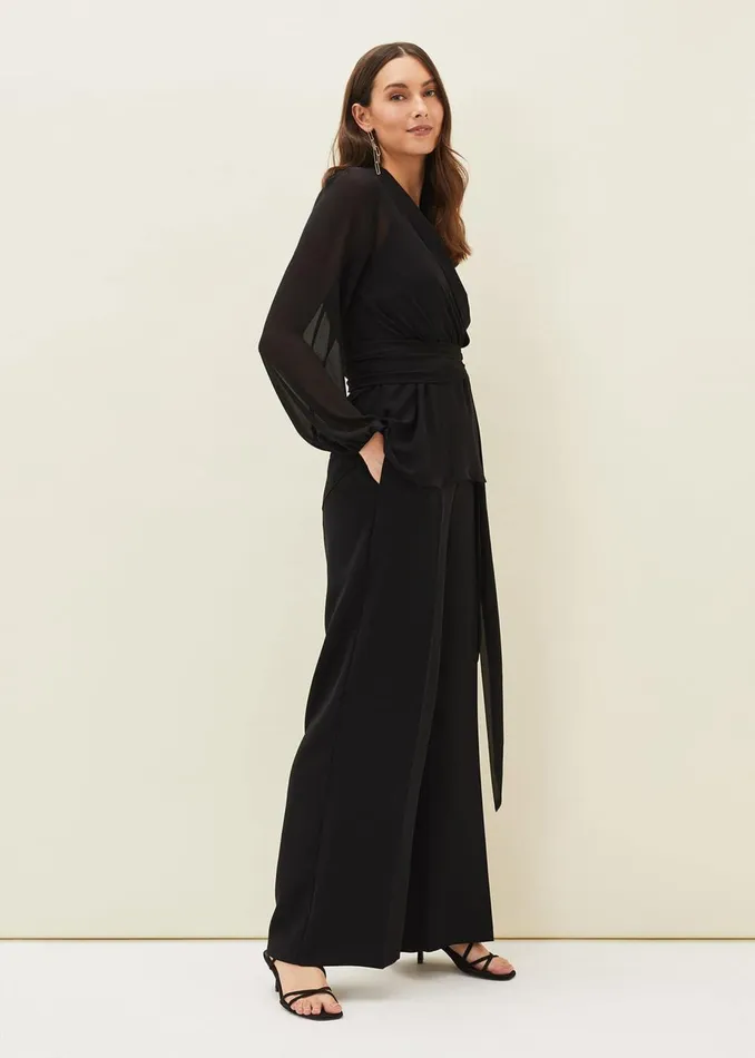 Women Phase Eight Tops and TShirts Florentine SemiSheer Wrap Top Black