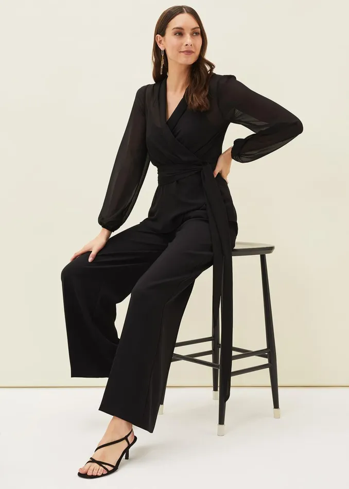 Women Phase Eight Tops and TShirts Florentine SemiSheer Wrap Top Black