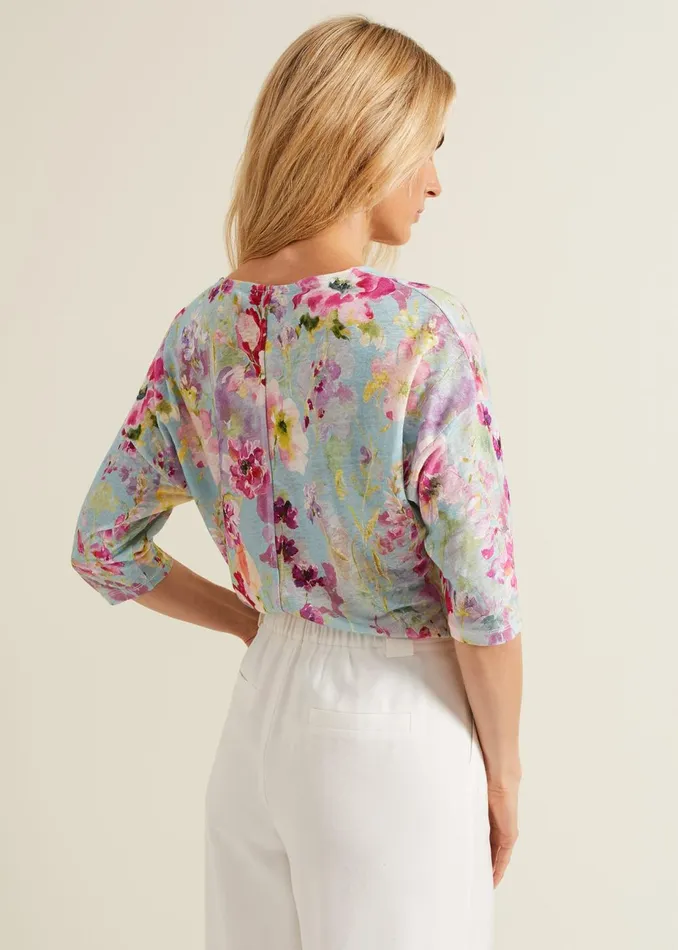Women Phase Eight Tops and TShirts Flossie Floral Linen Top Multicoloured