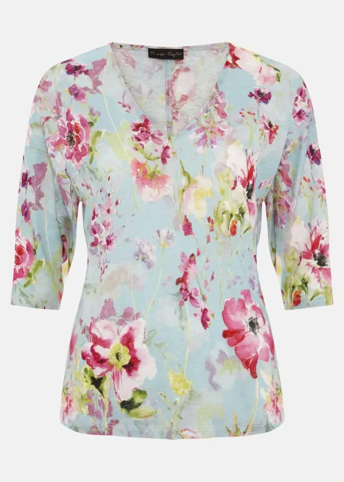 Women Phase Eight Tops and TShirts Flossie Floral Linen Top Multicoloured