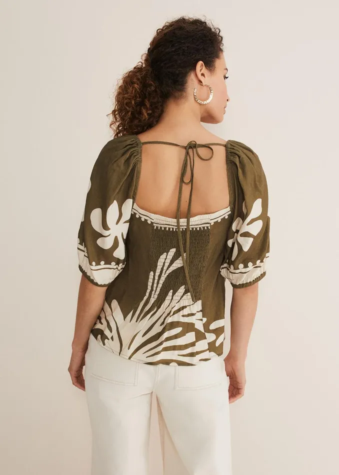 Women Phase Eight Tops and TShirts Hesta Linen Top Olive