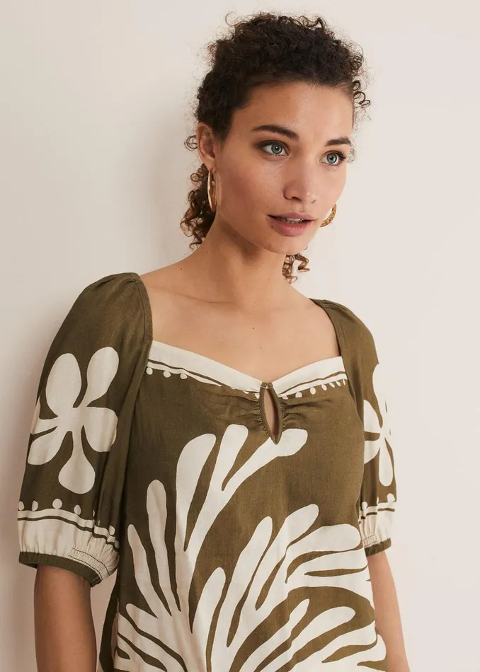 Women Phase Eight Tops and TShirts Hesta Linen Top Olive