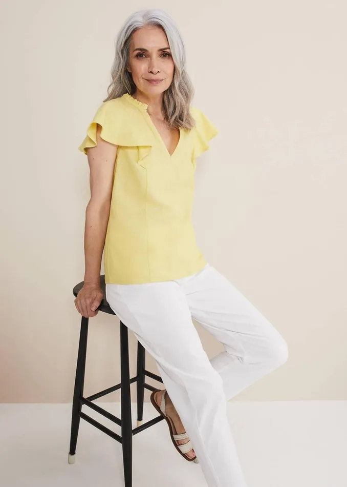 Women Phase Eight Tops and TShirts Ines Linen Top Yellow
