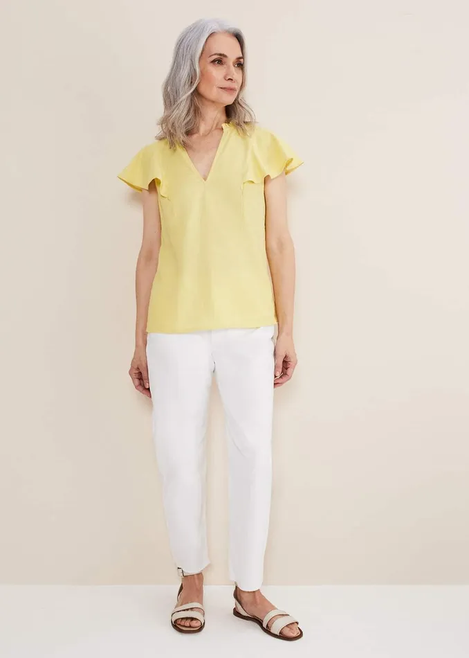 Women Phase Eight Tops and TShirts Ines Linen Top Yellow
