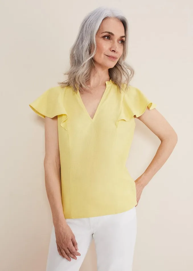 Women Phase Eight Tops and TShirts Ines Linen Top Yellow