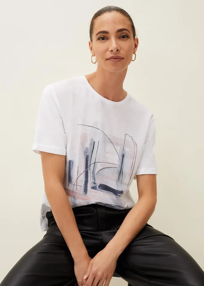 Women Phase Eight Tops and TShirts Ingrid Print Top Ivory