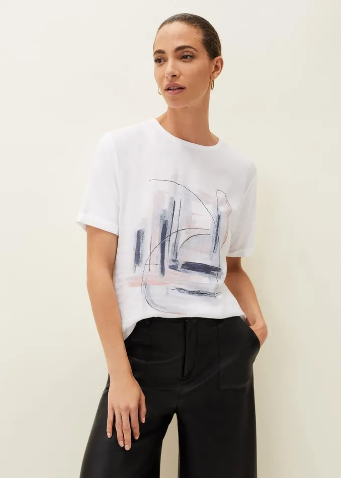 Women Phase Eight Tops and TShirts Ingrid Print Top Ivory