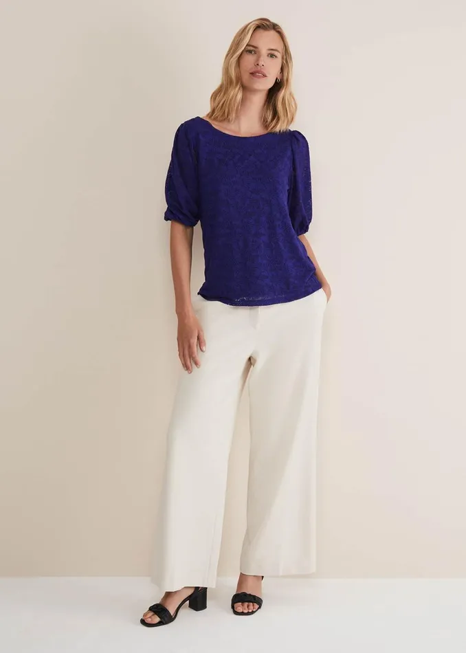 Women Phase Eight Tops and TShirts Jaeda Leaf Burnout Top Purple