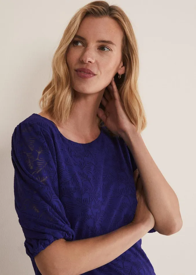 Women Phase Eight Tops and TShirts Jaeda Leaf Burnout Top Purple