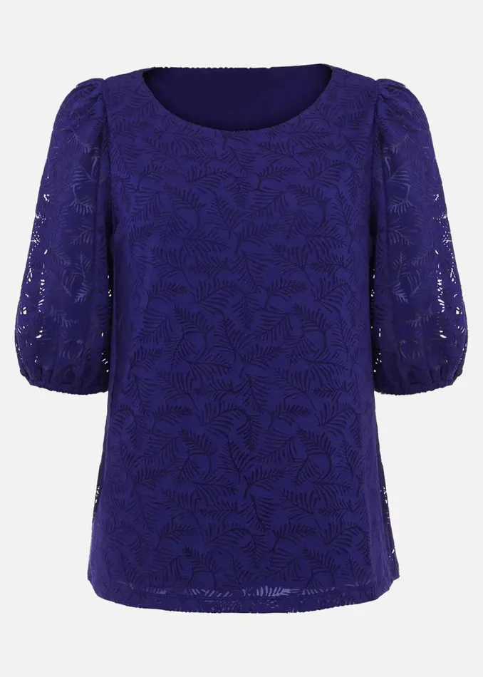 Women Phase Eight Tops and TShirts Jaeda Leaf Burnout Top Purple
