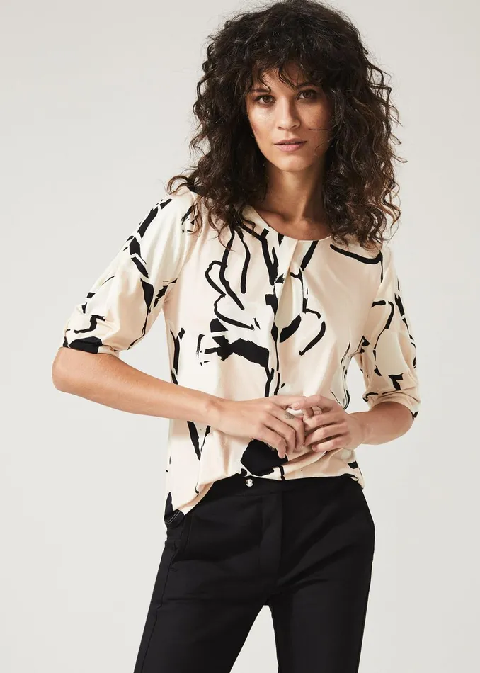 Women Phase Eight Tops and TShirts Jetta Marble Print Top Stone